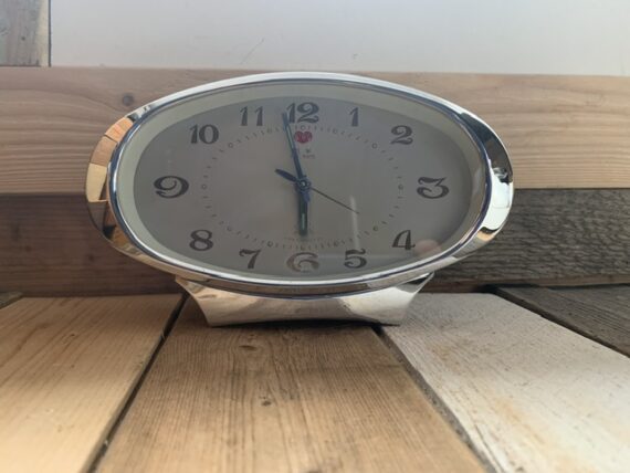 Five Rams oval chromium and grey alarm clock 1980 China - Image 2