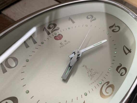 Five Rams oval chromium and grey alarm clock 1980 China