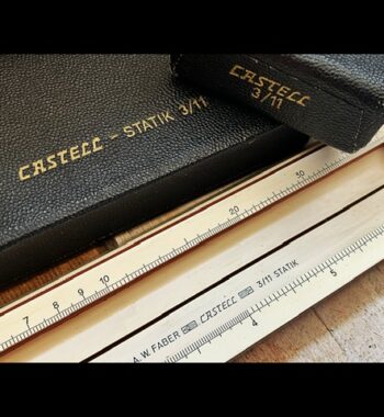Faber Castell Statistik 3/11 concrete slide rule container 1950 Germany