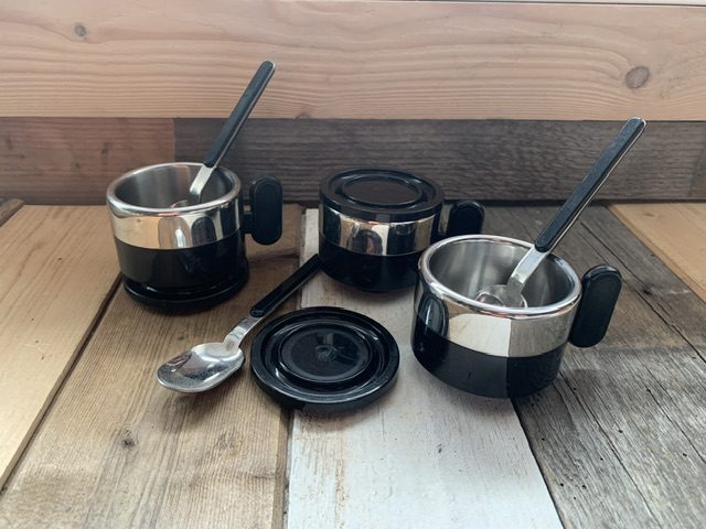 3x Morinox Italy STAR TREK espresso cup saucer spoon set 1980