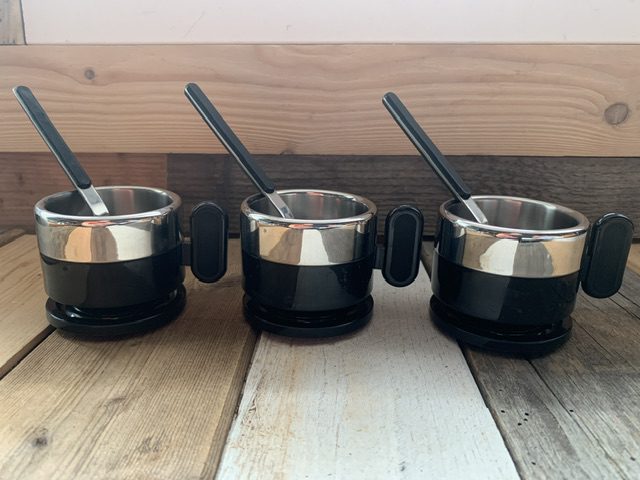 3x Morinox Italy STAR TREK espresso cup saucer spoon set 1980