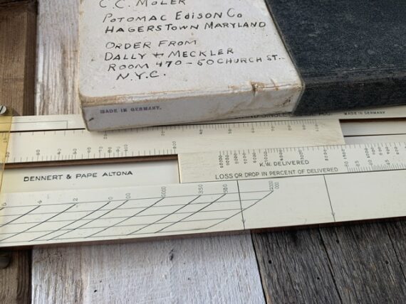Dennert Pape CC Moler Electric line calculator slide rule 1935 Germany USA