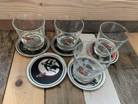 Martini Man Commercial film coaster set glasses 9x tin 1990 Italy - Image 3