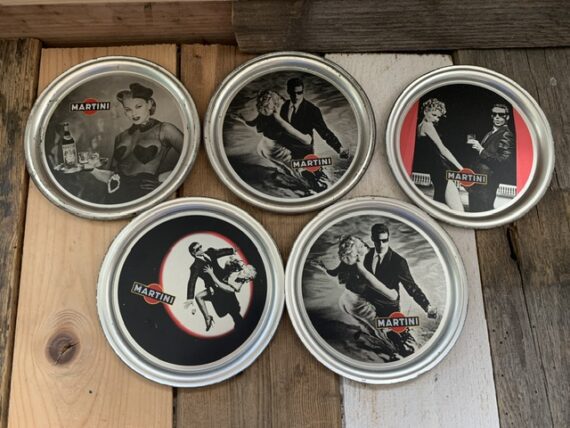 Martini Man Commercial film coaster set glasses 9x tin 1990 Italy - Image 2