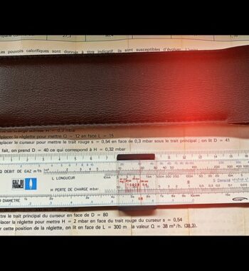Graphoplex Gas de France pocket slide rule 1960 France