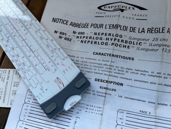Graphoplex 690a Neperlog log-log slide rule full set 1970 France