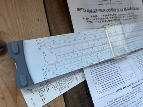 Graphoplex 690a Neperlog log-log slide rule full set 1970 France - Image 6