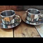 2x Casalinghi STO espresso cup saucer set steel 1970 Italy