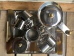 Guido Bergna Kitty Oro full coffee set stainless steel gold plated 1980 Italy