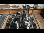Guido Bergna Kitty Oro full coffee set stainless steel gold plated 1980 Italy