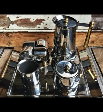 Guido Bergna Kitty Oro full coffee set stainless steel gold plated 1980 Italy