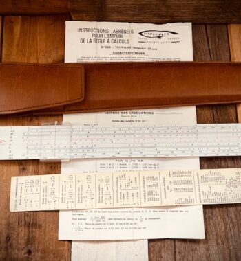 Graphoplex 694a Tecnilog duplex slide rule full set, made ca. 1970 in France