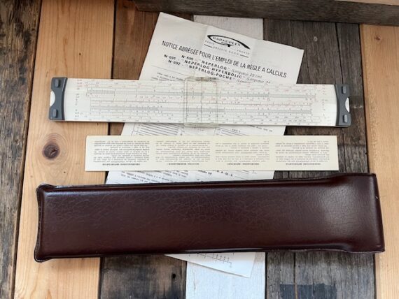 Graphoplex 691a Neperlog Hyperbolic slide rule set 1970 France