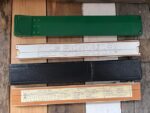 2x Faber Castell dealer slide rule 1/22 1/28 Bivius 1950 Germany