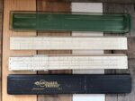 2x Faber Castell dealer slide rule 1/22 1/28 Bivius 1950 Germany