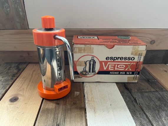 Velox espresso orange design coffee machine box 1970 Italy