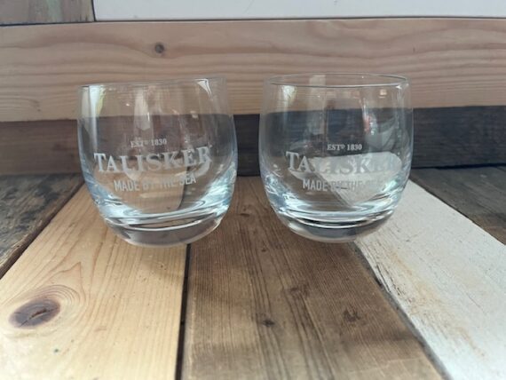 2 Whisky glasses for Talisker made by the sea 2000 Scotland