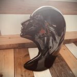 Vintage art deco style lady black ceramic head statue 1980