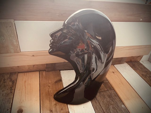 Vintage art deco style lady black ceramic head statue 1980 Vintage art deco style lady black ceramic head statue 1980