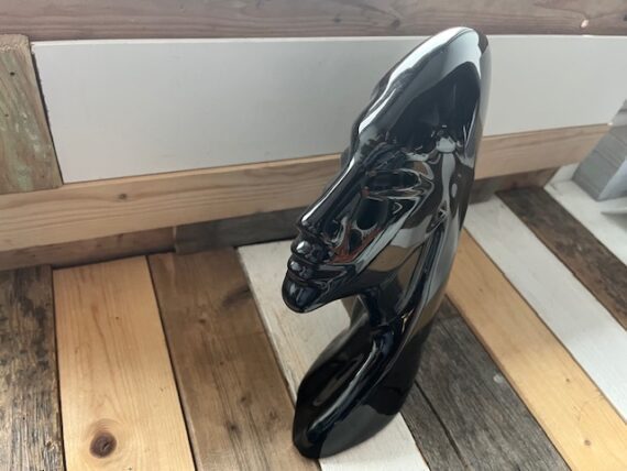 Vintage art deco style lady black ceramic head statue 1980 - Image 7
