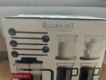 boxed set of 7 Bodum Bistro black handle glasses French press Picard 2000 Denmark - Image 3