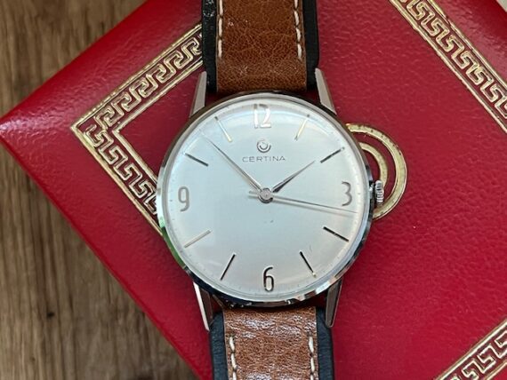 Certina mens handwind watch 34mm in box 1960 Swiss