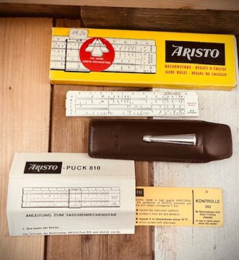 Aristo 810 Puck mini pocket slide rule full set 1970 Germany
