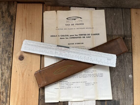 Graphoplex Gaz de France slide rule complete set 1960