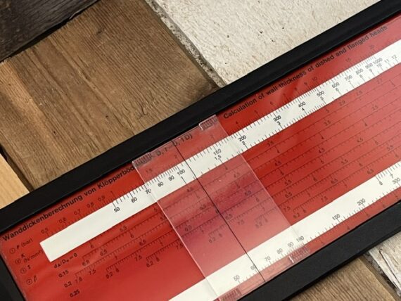 IWA 15.330 Wall thickness of curved container ends slide rule 1976 Germany - Image 3