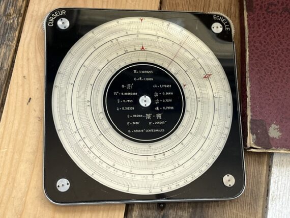 Graphoplex Roplex circular slide rule in red case 1950 France - Image 7