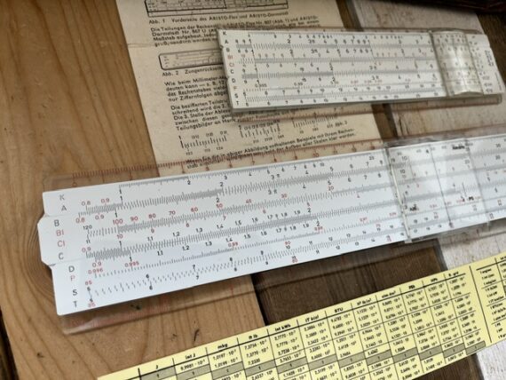 2x Aristo 967u 867u slide rules in cases 1970 Germany
