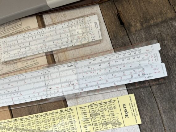 2x Aristo 967u 867u slide rules in cases 1970 Germany