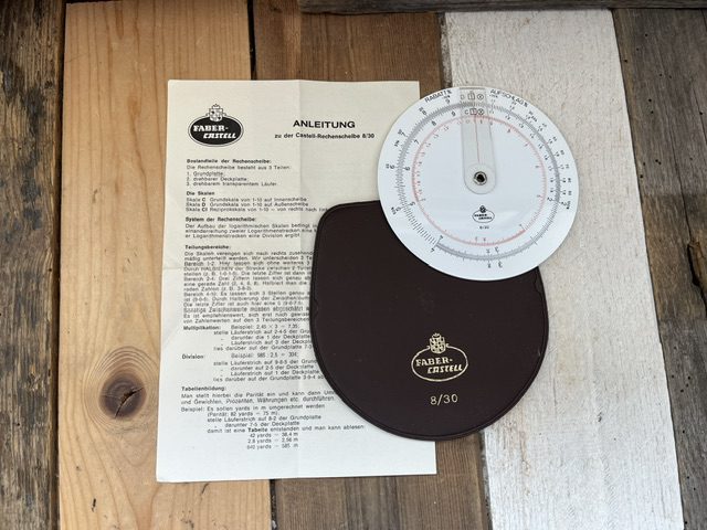 Faber Castell 8/30 circular slide rule manual case 1970 Germany
