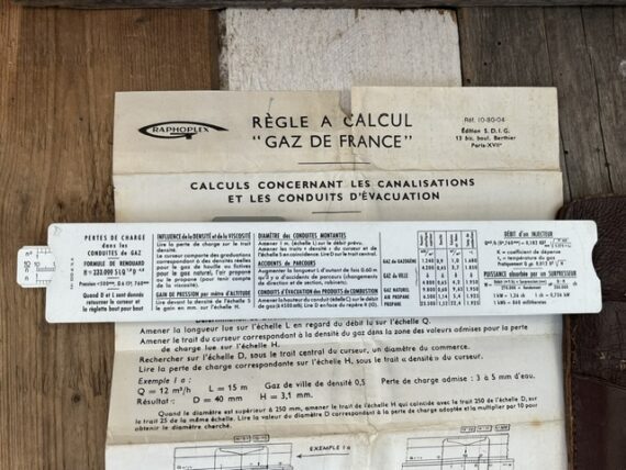 Graphoplex Gaz de France pocket slide rule 1970 France - Image 6
