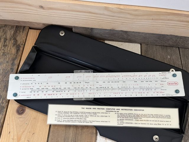 Blundell Wavin P3259 pipe friction slide rule 1969 England