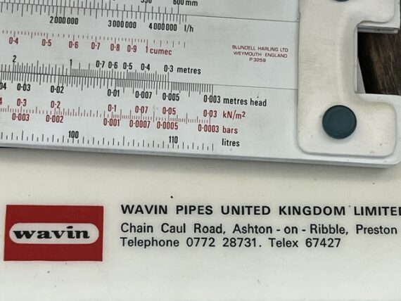 Blundell Wavin P3259 pipe friction slide rule 1969 England