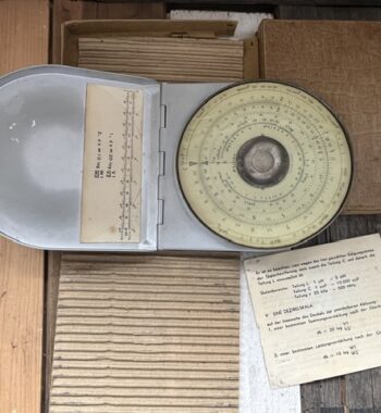 Alro Philips Emission electronic radio wave slide rule full set 1950 Holland