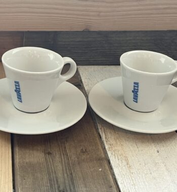 2x LavAzza ceramic espresso cup saucer set 1990 Italy