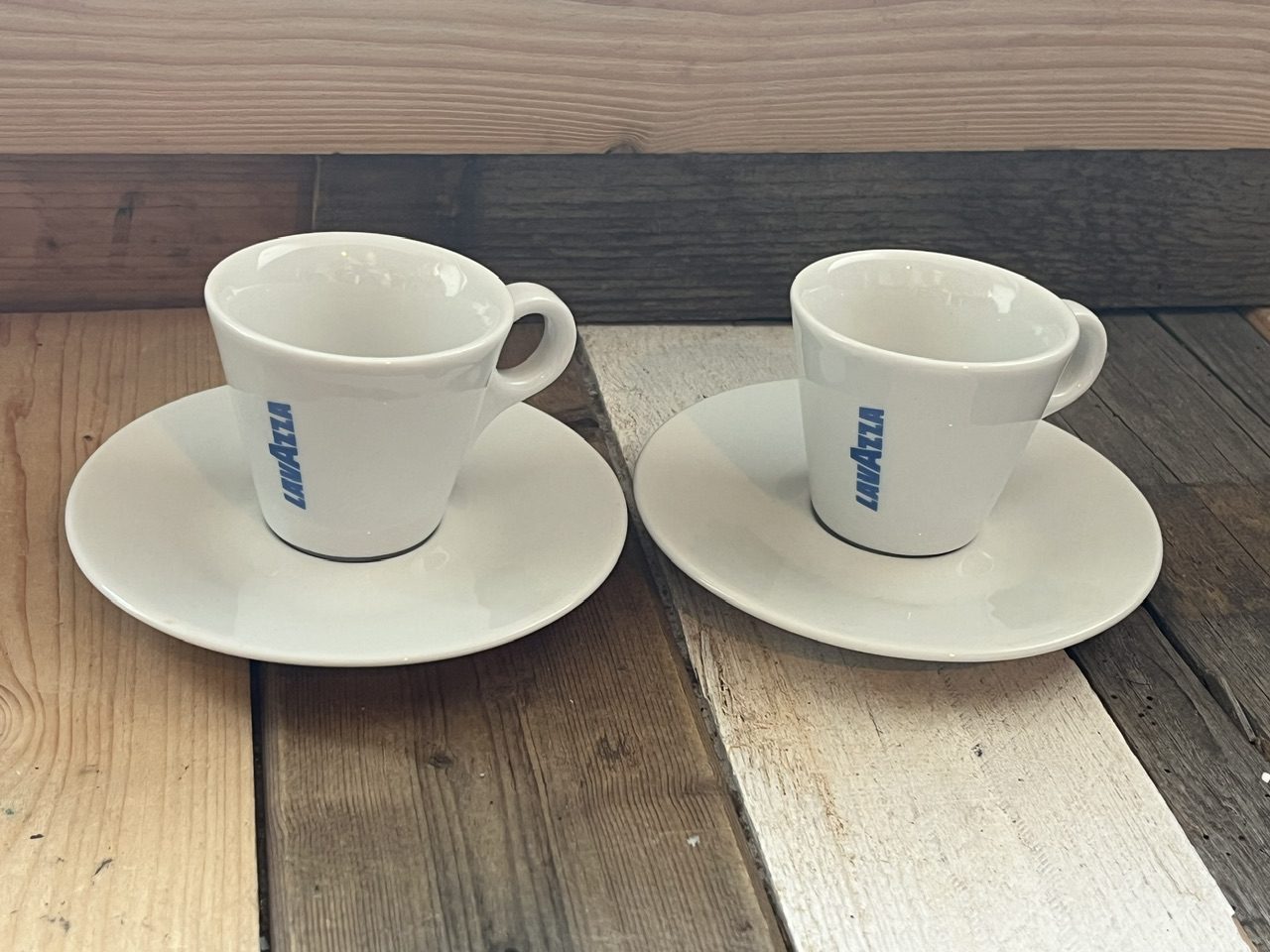 2x LavAzza ceramic espresso cup saucer set 1990 Italy