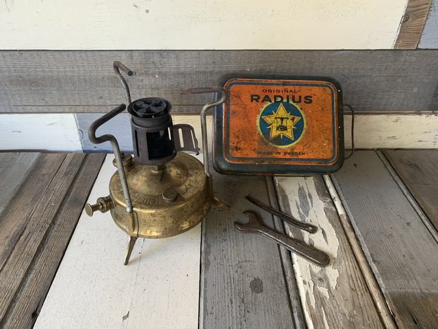 Radius Ltd 21 brass camping Stove box 1950 Sweden - Vintage Man Stuff