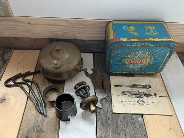 Optimus 00 small brass camping Stove box 1950 Sweden - Vintage Man