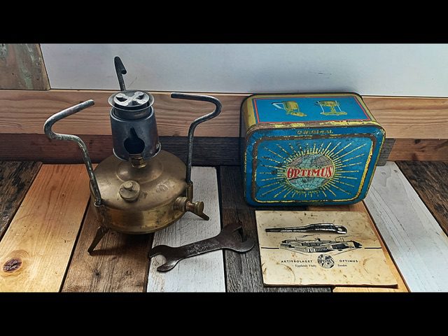 バーベキュー・調理用品 OPTIMUS Camp Stove 00 Optimus 00 small brass camping Stove box 1950 Sweden - Vintage Man