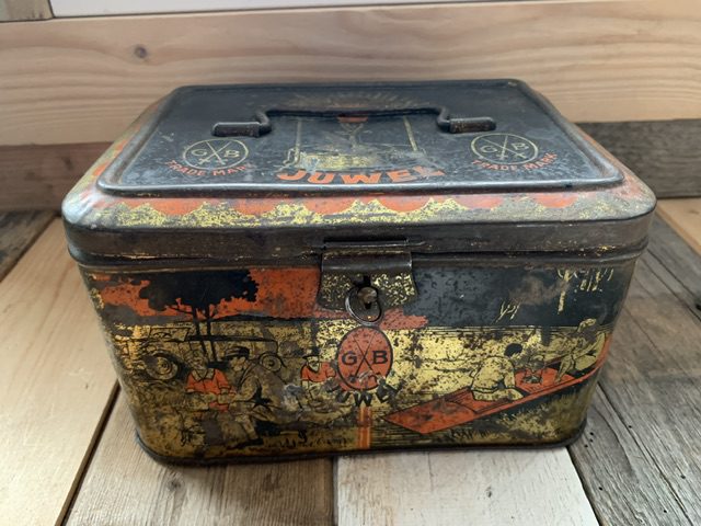 Juwel 21 small brass camping stove in tin 1950 Germany - Vintage